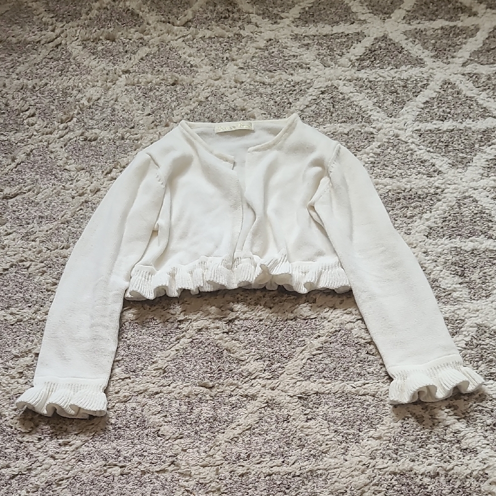 10 for $25 - American Princess 4 Girls Ivory White Knit Cardigan